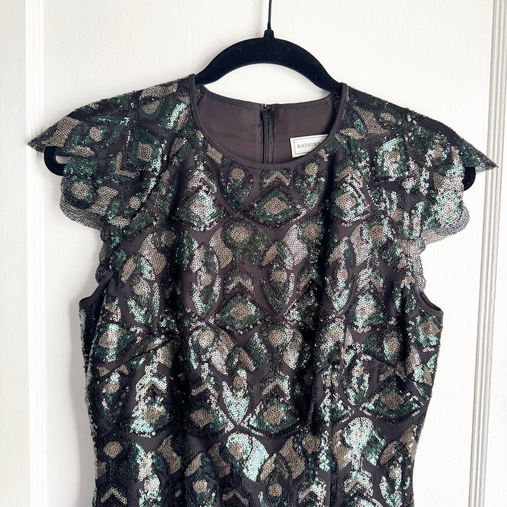 Katherine Kelly Gwen Sequin Sheath Dress Cap Sleeves Cocktail Event Sexy Size 2 - Picture 2 of 15